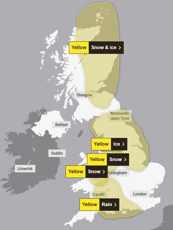 Met Office weather warnings for 04/12/2023. Pic: Met Office screenshot