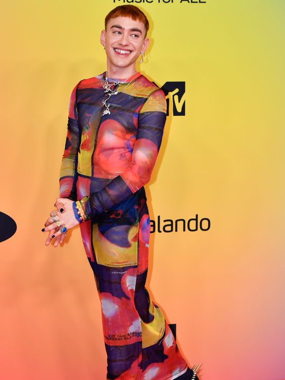 Olly Alexander poses on the red carpet during the MTV Europe Music Awards 2021. Pic: REUTERS/Marton Monus