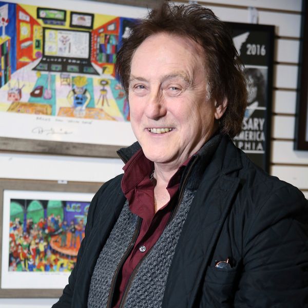 Denny Laine pictured with his art at the Rock Art Show in Willow Grove Park Mall in Willow Grove, Pa on December 18, 2016. Pic: Star Shooter/MediaPunch /IPX