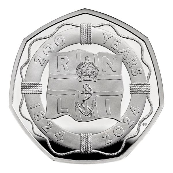 The RNLI 50p, one of five new designs set to appear on UK commemorative coins in 2024