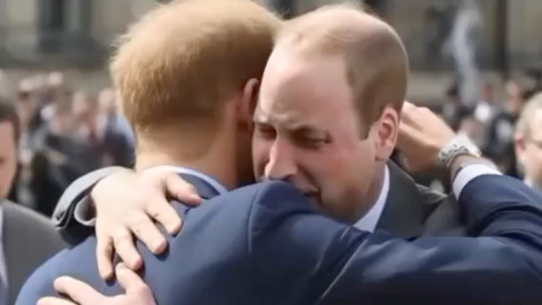 An AI-generated image of Prince Harry and Prince William at the King's coronation. Pic: Full Fact