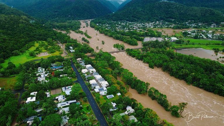 Water gushes through the Barron River in Cairns, Queensland