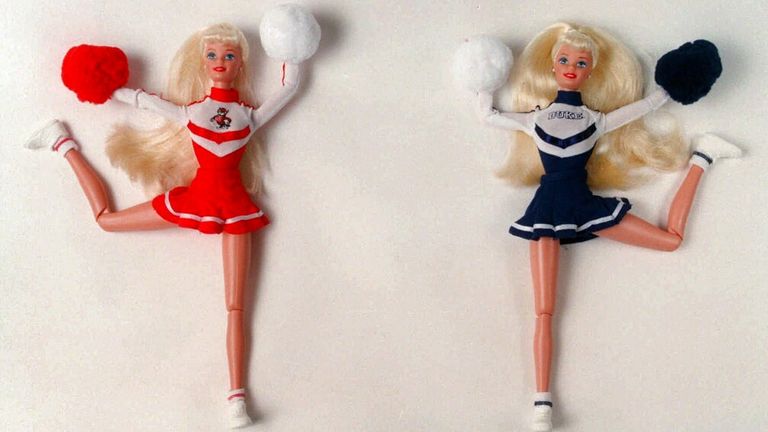 Barbie is finally going to college and, of course, she&#39;s going to be a cheerleader. Mattel Inc. has started making a new, ultra-flexible Barbie doll who wears 19 different college cheerleading uniforms, depending on the city where she is being sold. At left is the North Carolina State University Barbie and to the right is the Duke Barbie on Tuesday July 22, 1997. The other schools include Auburn, Clemson, Georgetown, Oklahoma State, Penn State, Arizona, Arkansas, Florida, Georgia, Illinois, Miam
