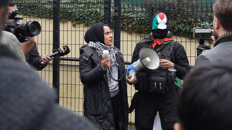 Protesters outside Barclay Primary School 