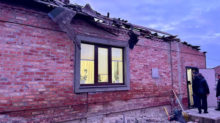 A view shows a damaged house following what was said to be Ukrainian forces&#39; shelling in the course of Russia-Ukraine conflict, in the settlement of Urazovo in the Belgorod Region.