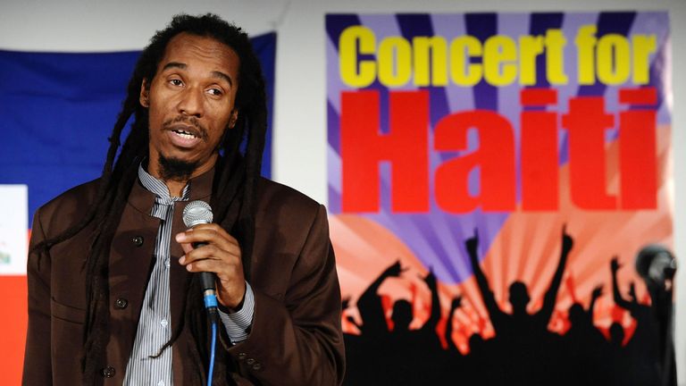Benjamin Zephaniah speaks at the Concert For Haiti, sponsored by the TUC, at Congress House in London.