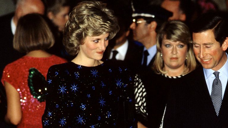 Princess Diana wearing the dress during a visit to Florence in 1985. Pic: Mauro Carraro/Shutterstock

