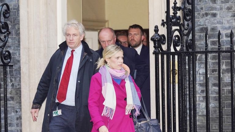 (left to right) Conservative MPs Danny Kruger, Marco Longhi, Jonathan Gullis, and Miriam Cates, leaving Downing Street