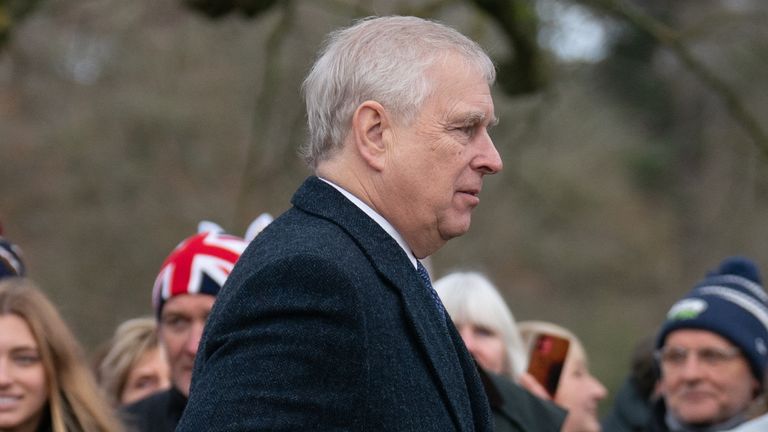 The Duke of York after attending the Christmas Day morning church service at St Mary Magdalene Church in Sandringham, Norfolk. Picture date: Monday December 25, 2023.

