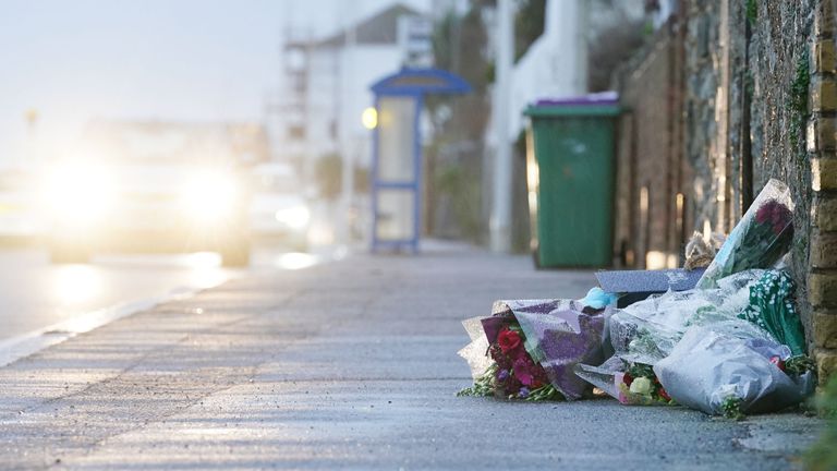 Flowers and messages left at the  scene in Sandgate, near Folkestone, after seven-year-old William Brown was killed in a hit-and-run, whilst he was collecting his football from the road on Monday when he was knocked down and "left dying" in the street. Picture date: Thursday December 7, 2023. PA Photo. See PA story POLICE Folkestone. Photo credit should read: Gareth Fuller/PA Wire 