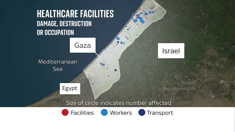 Sky News analysed data that shows the extent of damage or destruction to healthcare infrastructure in Gaza. 