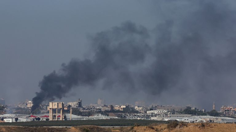Smoke rises in Gaza, amid the ongoing conflict between Israel and Hamas