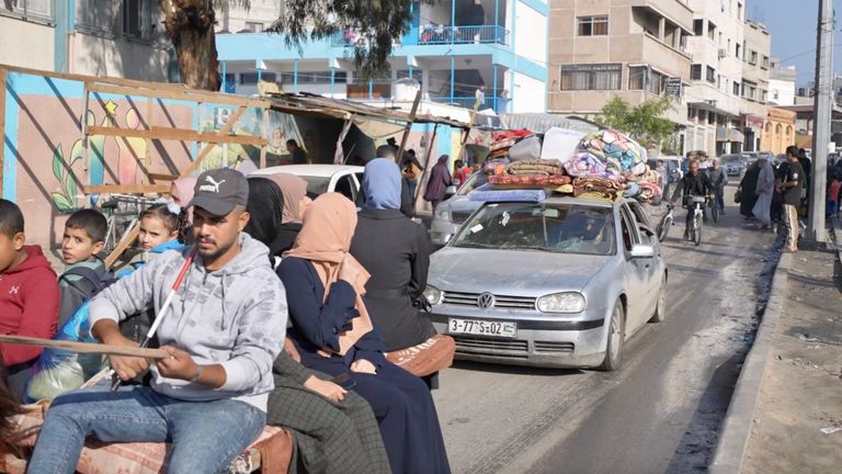 Families fleeing further south in Gaza