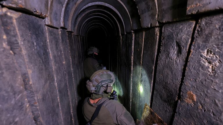 Israeli soldiers secure a tunnel underneath Al Shifa Hospital in Gaza City, amid the ongoing ground operation of the Israeli army against Palestinian Islamist group Hamas, in the northern Gaza Strip, November 22, 2023. REUTERS/Ronen Zvulun  EDITOR&#39;S NOTE: REUTERS PHOTOGRAPHS WERE REVIEWED BY THE IDF AS PART OF THE CONDITIONS OF THE EMBED. NO PHOTOS WERE REMOVED.
