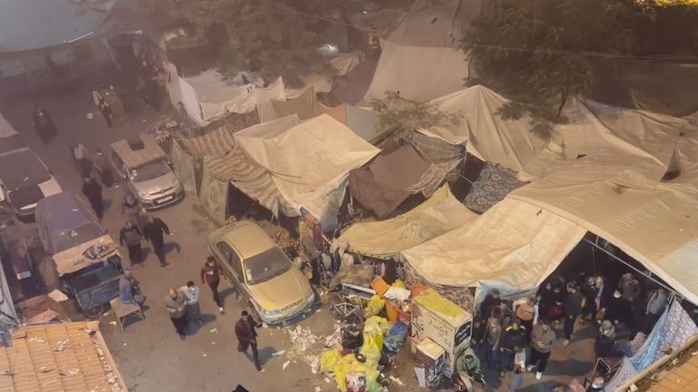 Tents outside Kamal Adwan Hospital