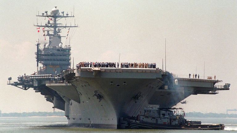 Helicopters from the USS Eisenhower aircraft carrier, pictured above in 1998, responded to the distress call. Pic: AP