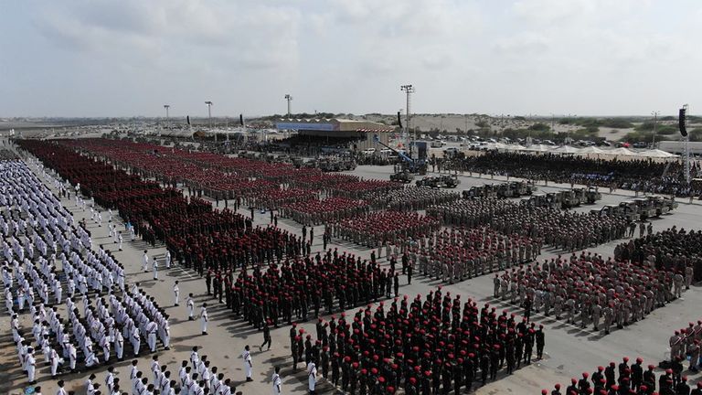 Members of Houthi military forces parade in the Red Sea port city of Hodeida, Yemen, in September 2022
Houthi Military Media