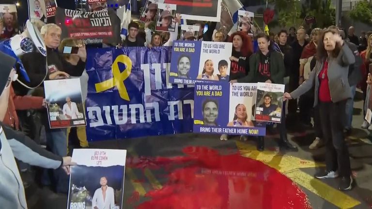 Protests filled the streets of Tel Aviv after three Israeli hostages were mistakenly killed.