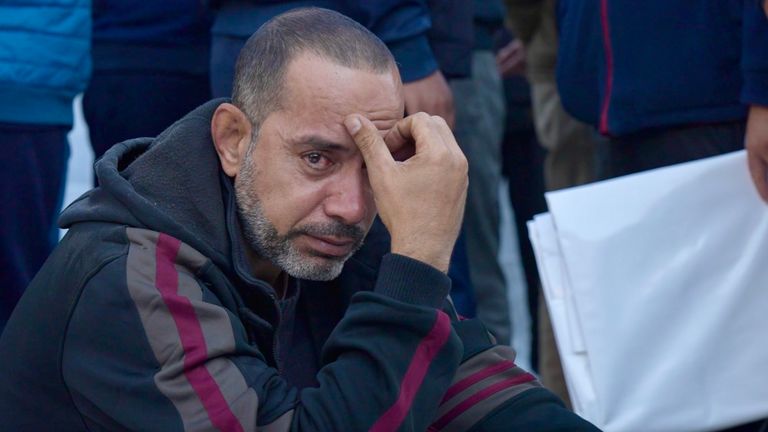 A man mourns in Gaza. Pics provided by Stuart Ramsay