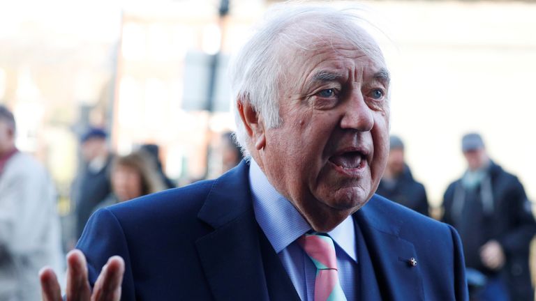 Jimmy Tarbuck arrives at Ken Dodd&#39;s funeral at Liverpool Cathedral, in Liverpool, Britain, March 28, 2018. REUTERS/Phil Noble