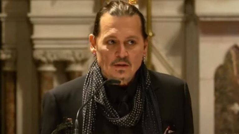 Johnny Depp speaks at Shane MacGowan's funeral