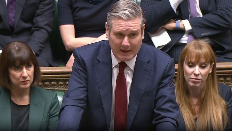 Labour leader Sir Keir Starmer speaks during Prime Minister&#39;s Questions in the House of Commons, London. Picture date: Wednesday December 6, 2023.