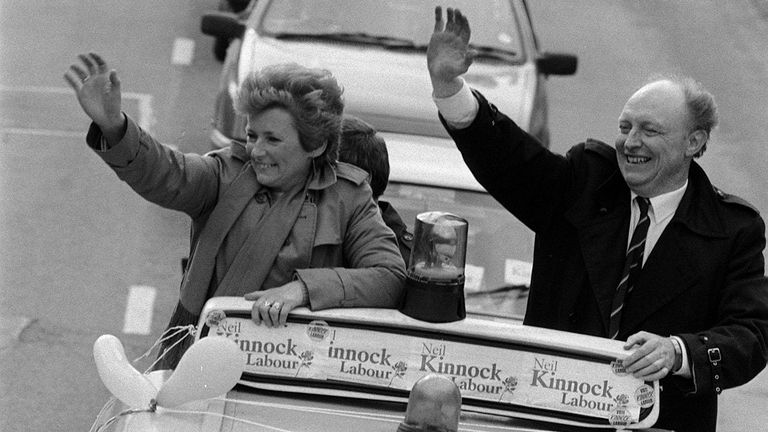 On the campaign trail with her husband and Labour leader during the 1987 election