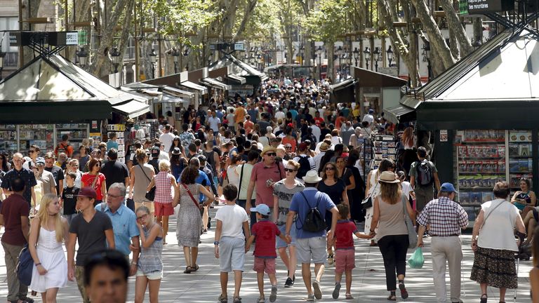 Las Ramblas in Barcelona is usually busy with tourists