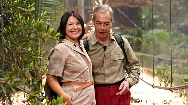 Laure Ferrari and Nigel Farage. Pic: ITV/Shutterstock