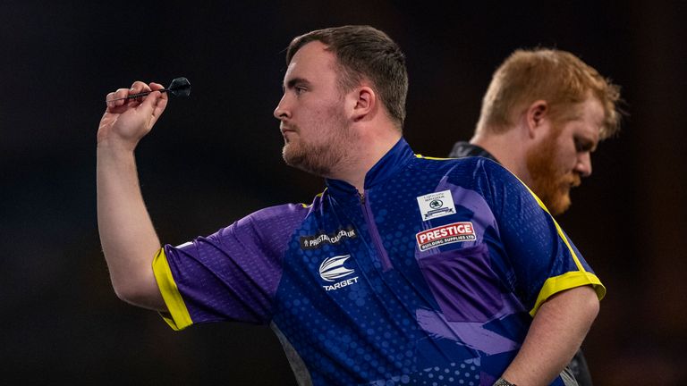 Luke Littler in action in his match against Matt Campbell during day ten of the Paddy Power World Darts Championship at Alexandra Palace, London. Picture date: Wednesday December 27, 2023.

