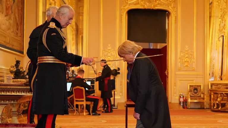 Sir Michael Fabricant, Member of Parliament for Lichfield, is knighted by King Charles III at Windsor Castle, Berkshire.  The honor recognizes political and public service.  Picture date: Tuesday, December 12, 2023. PA Photo.  See PA story ROYAL Investiture.  Image credit should read: Jonathan Brady/PA Wire