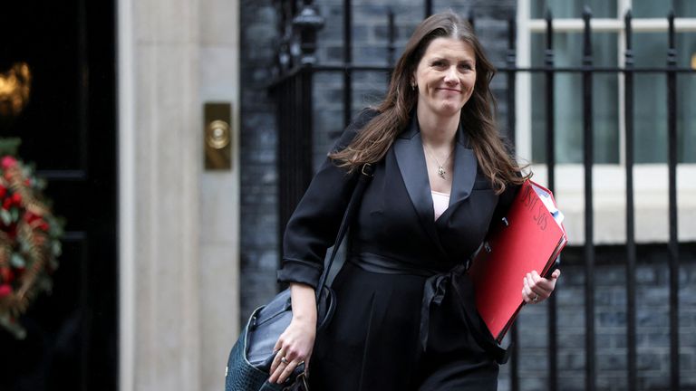 British Secretary of State for Science, Innovation and Technology Michelle Donelan leaves Number 10 Downing Street after a Cabinet meeting in London, Britain, December 5, 2023. REUTERS/Hollie Adams
