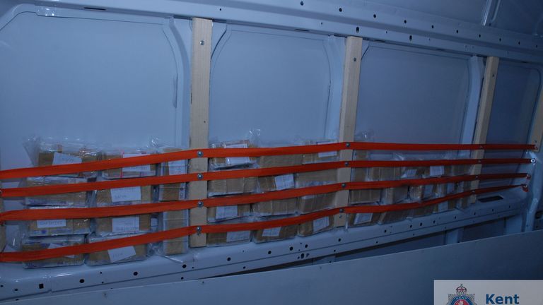 Cash bundles hidden in the back of Moise's van