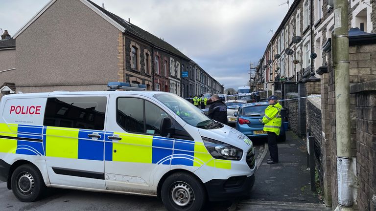 Police at Moy Road in Aberfan