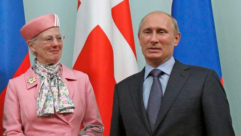 Vladimir Putin  with Queen Margrethe in 2011
