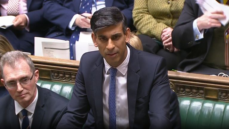 Prime Minister Rishi Sunak speaks during Prime Minister&#39;s Questions in the House of Commons, London. Picture date: Wednesday December 6, 2023.