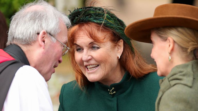 Sarah Ferguson attends the Royal Family's Christmas Day service at St. Mary Magdalene's church