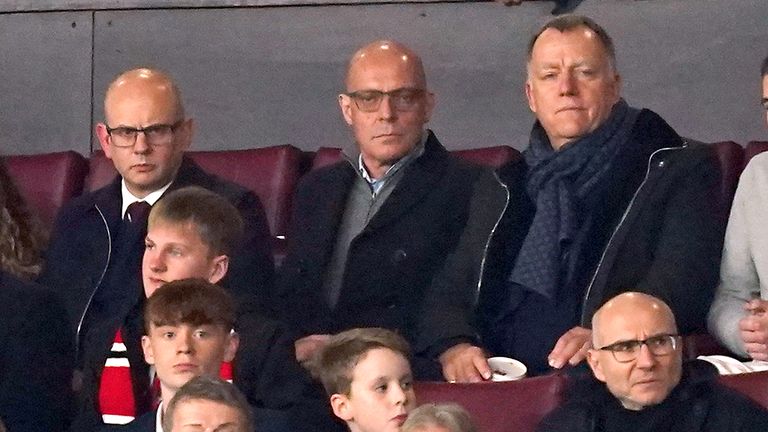 Sir Dave Brailsford (centre) watched on at Old Trafford