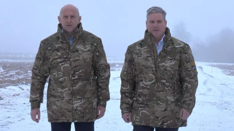 Sir Keir Starmer and shadow defence secretary, John Healey, are at the NATO base.