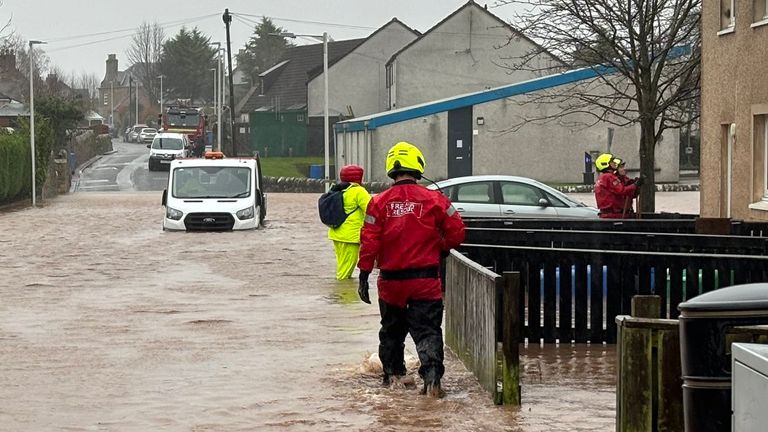 Handout photo courtesy of James Matheson of a flooded road in Cupar, Fife, Scotland. Police Scotland has urged drivers stuck on the A9 due to the effects of Storm Gerrit to remain in their vehicles. Drivers have been asked to stay in their vehicles, keep warm and tune in to local radio or social media where further updates will be provided as soon as possible. It comes as travellers across Scotland endure disruption due to poor weather conditions caused by Storm Gerrit. Picture date: Wednesday D