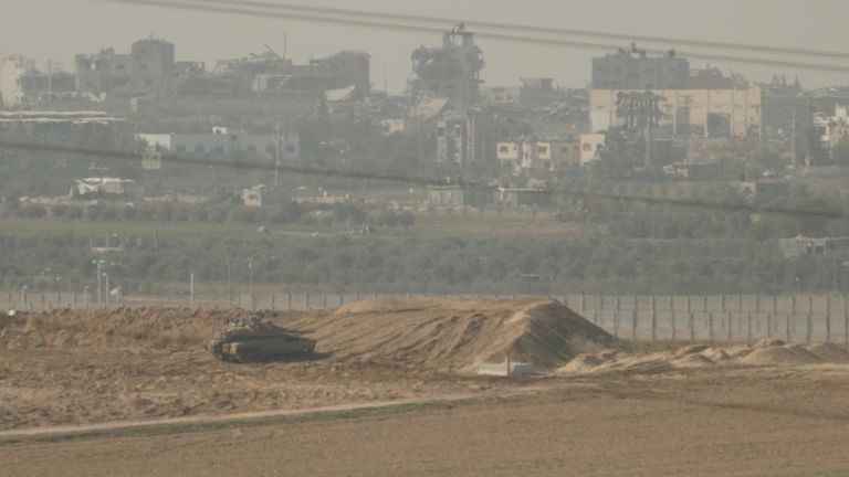 An Israeli tank seen near Gaza City. Picture provided by Stuart Ramsay