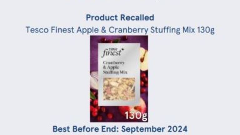 The product recall notice issued by Tesco