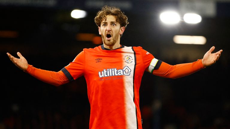 Luton Town&#39;s Tom Lockyer during a match against Crystal Palace. Pic: Reuters