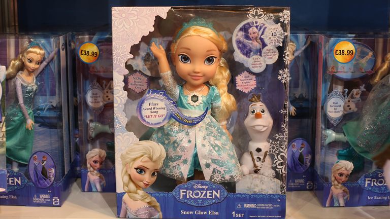 A Snow Glow Elsa Doll from the Disney film Frozen at the Toy Show in the RDS, Dublin, the doll has proven so popular that on Friday Gardai were called to a toy store in Dublin after a fight broke out between customers desperate to get their hands on it. PRESS ASSOCIATION Photo. Picture date: Wednesday November 26, 2014. Photo credit should read: Niall Carson/PA Wire