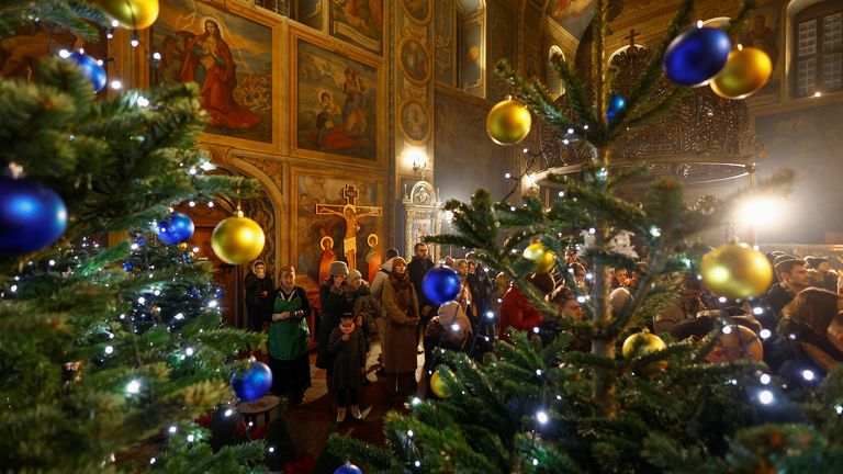 Christma service in Ukraine on Christmas Eve