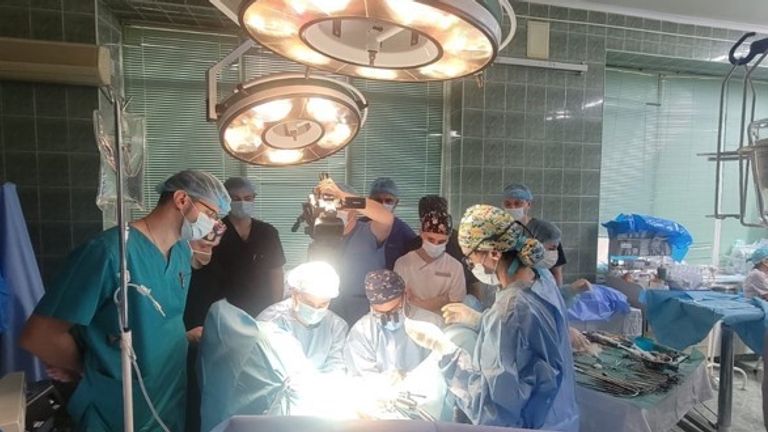 Dr Shubham Gupta performing a urethroplasty and teaching the local urologists in Ukraine