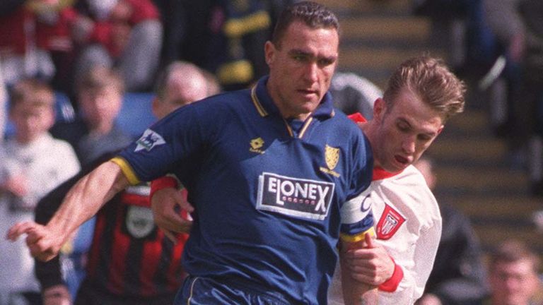 Vinnie Jones playing for Wimbledon FC in 1997