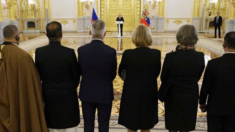 Mr Putin supposedly told the envoys: 'Unfortunately, for sanitary reasons, we cannot talk more'