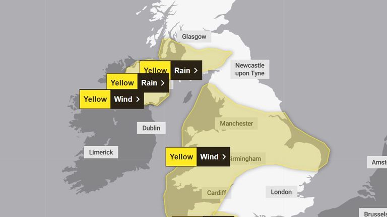 Weather warnings for Saturday