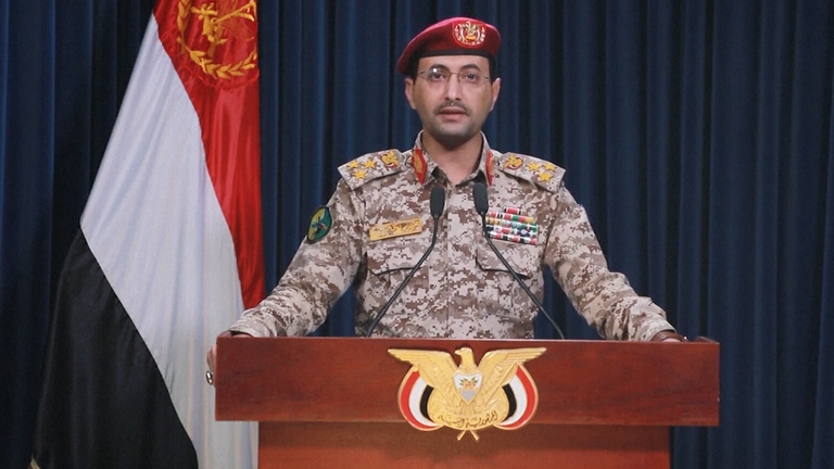 Brigadier Yahya Saree, Houthi military spokesperson. Pic: AP 